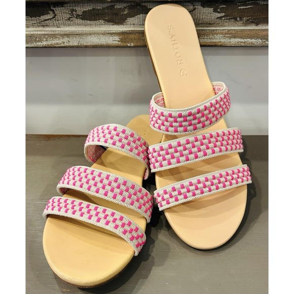 Rothy's Shoes - Rothy's Hot Pink‎ Basket Stitch Triple Band Sandals Size 9.5 EUC